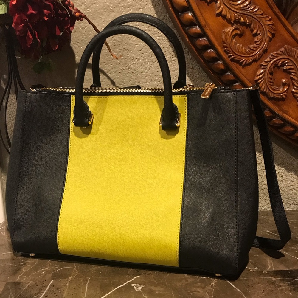 Michael Kors Black and Yellow Satchel with Gold Hardware - Picture 11 of 13